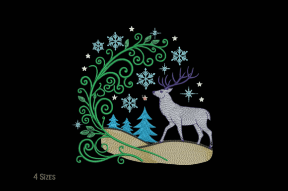 Gray Deer Winter Scene Embroidery Design Review