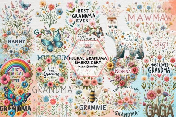 Review: Floral Grandma Embroidery Clipart Bundle