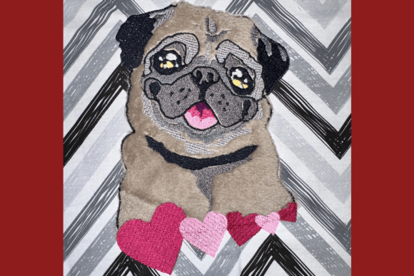 Reviewing Pug with Hearts Embroidery Appliqué